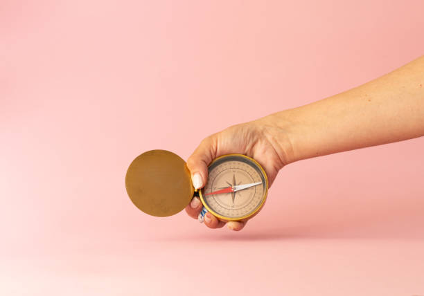istock female hand holding a compass, travel concept 2156244277