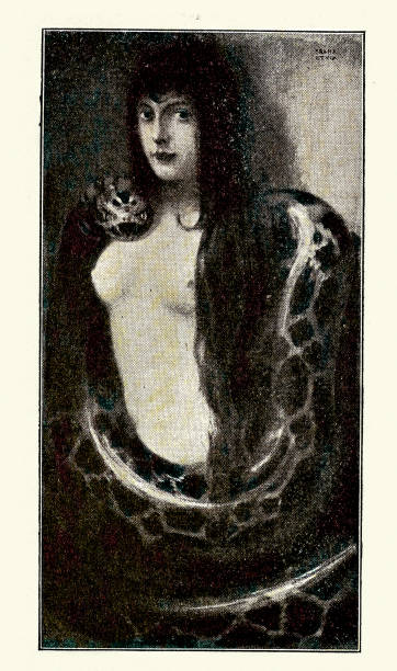 istock Portait of a woman with a large snake, python, wrapped around her, German, Art Nouveau, Jugendstil, 1890s, 19th Century 2156250656