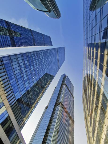 istock Looking Up at Skyscrapers in a City 2156261919