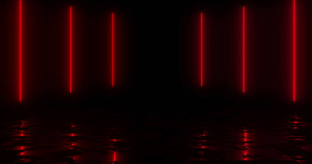 istock Simple in-and-out neon glowing line. Techno night club sparky spectrum same color generated sunbeam bg with reflection. Stripes moving energy burst cyber trendy marketing music video asset. 2156262306