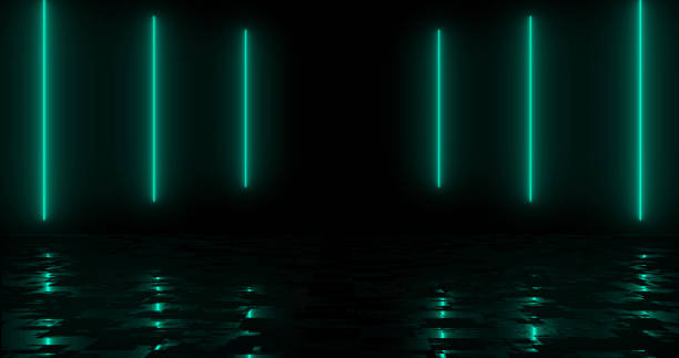 istock Simple in-and-out neon glowing line. Techno night club sparky spectrum same color generated sunbeam bg with reflection. Stripes moving energy burst cyber trendy marketing music video asset. 2156262312