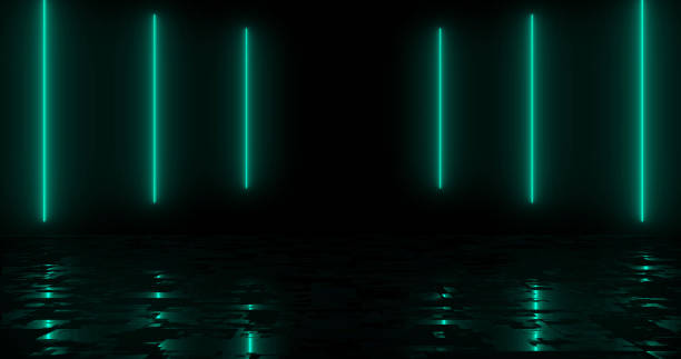 istock Simple in-and-out neon glowing line. Techno night club sparky spectrum same color generated sunbeam bg with reflection. Stripes moving energy burst cyber trendy marketing music video asset. 2156262317