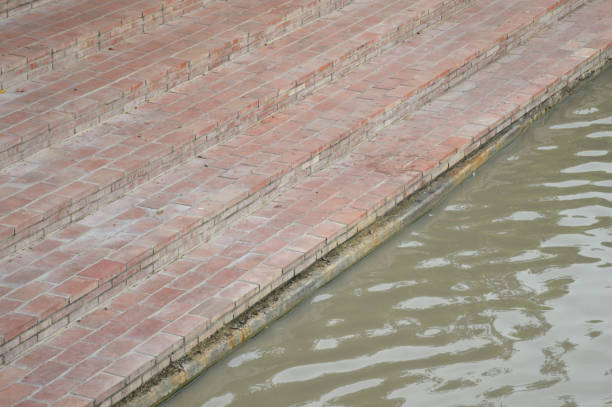 close up staircase near the river
