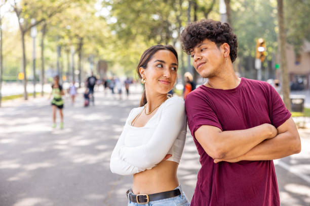 istock Fun couple portrait looking at each other 2156268908