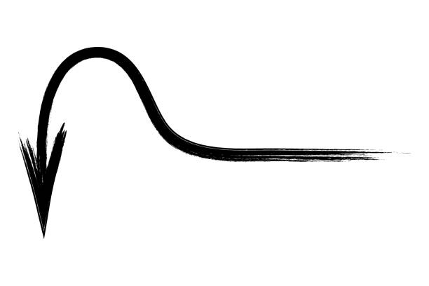istock Arrow - hook. Arrow direction is left, around and down. Directional signs made from brush strokes. 2156270018