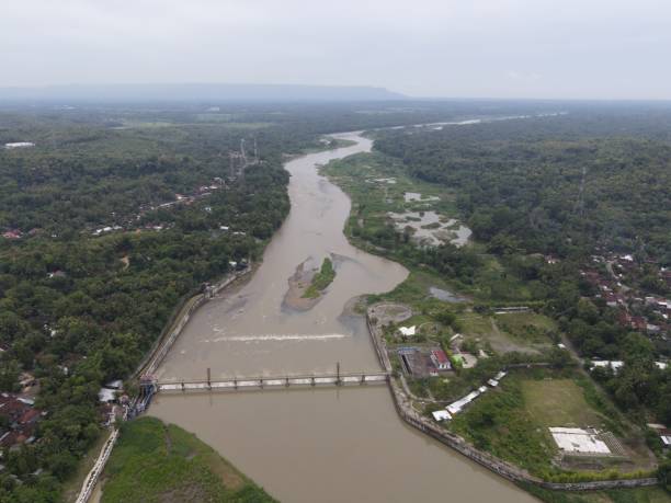 istock Aerial small dam river in big river Indonesia 2156272864