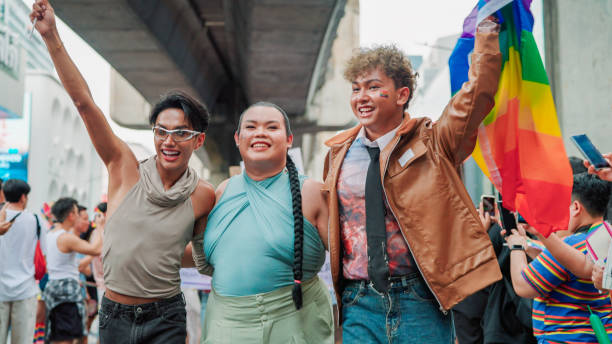 istock Group of friend enjoying in pride parade 2156278093