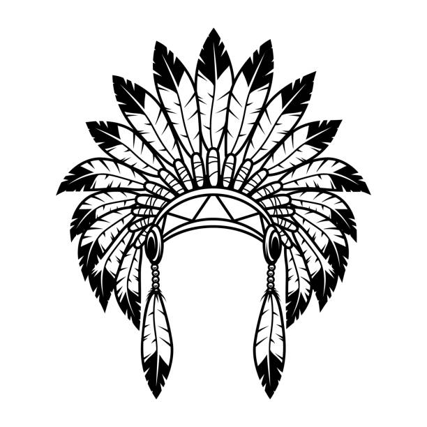 Native American chief headdress on white background. Vector illustration