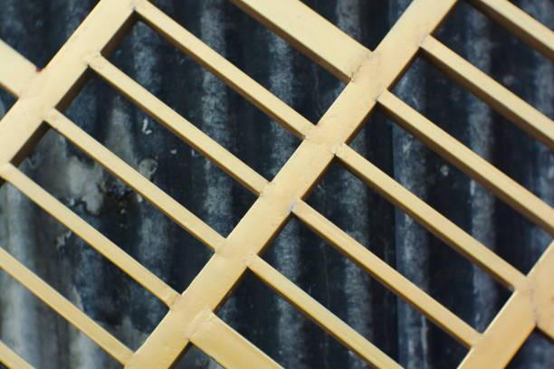 Squares pattern on an iron fence