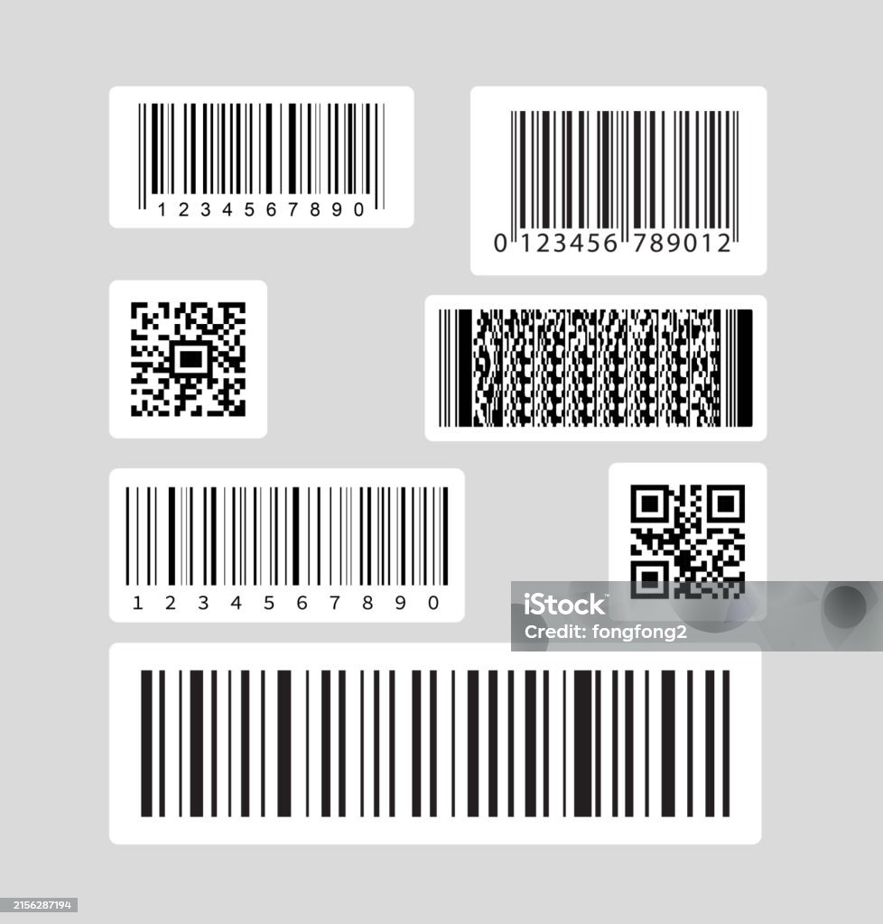 Vetores de Código De Barras E Códigos Qr Label Set e mais imagens de ...
