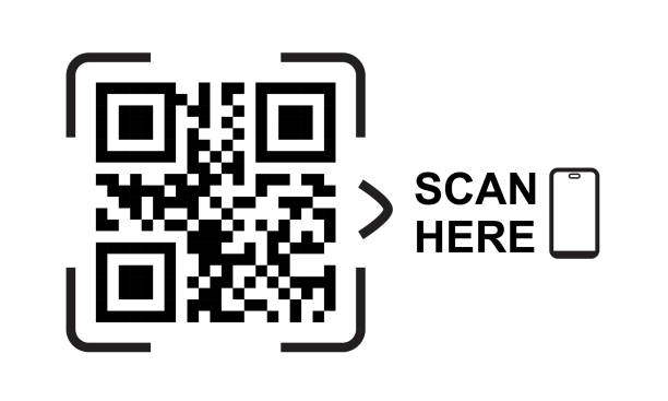 Scan here with QR code. Qr code template for mobile app Scan here with QR code. Qr code template for mobile app qr code stock illustrations