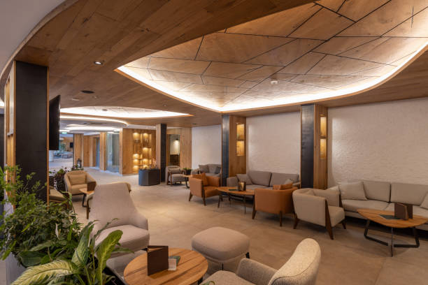 istock Interior of a  luxury hotel lobby in the evening 2156290498