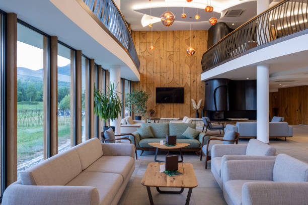 istock Interior of a luxury hotel lobby 2156290523