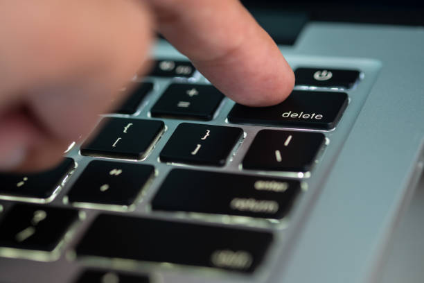 istock Finger of the computer user, he presses the delete button on the computer keyboard. 2156293199