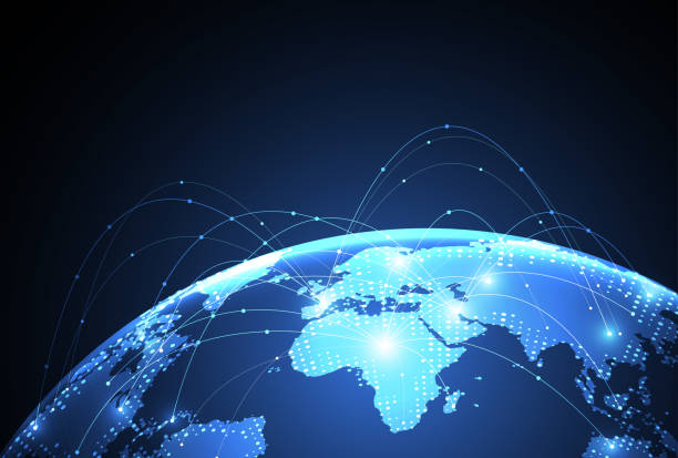 istock Global network connection. World map point and line composition concept of global business. Vector Illustration 2156294457