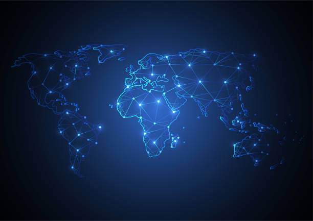 istock Global network connection. World map point and line composition concept of global business. Vector Illustration 2156294472