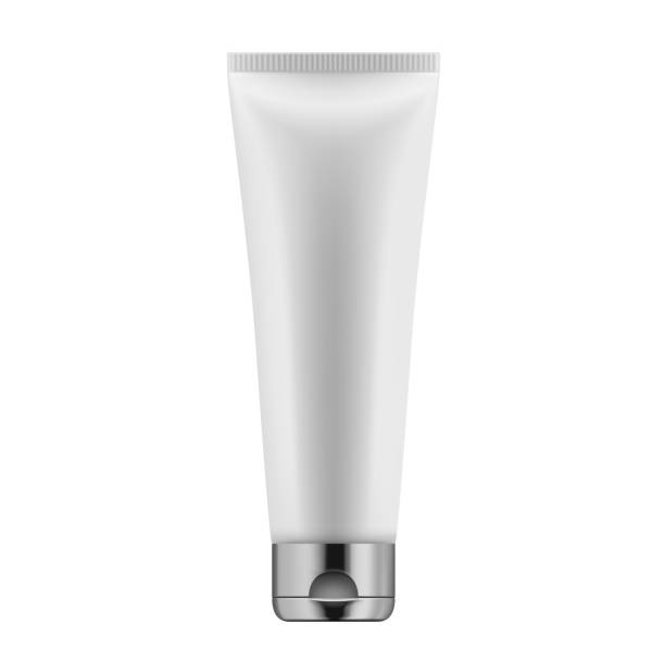istock Tube of cream on white background, silver cap, white bottle, blank packaging cosmetic plastic tube on white background, Mockup plastic tube for cosmetics, 2156296317