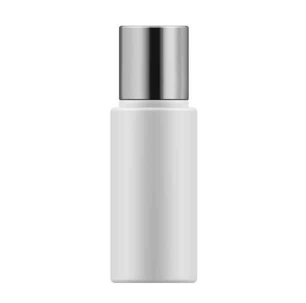 istock blank bottle white,Skincare makeup product generic packaging mockup product shot for design layout, silver cap 2156296319