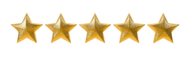 istock Golden Five Glitter Stars isolated on white background 2156296451