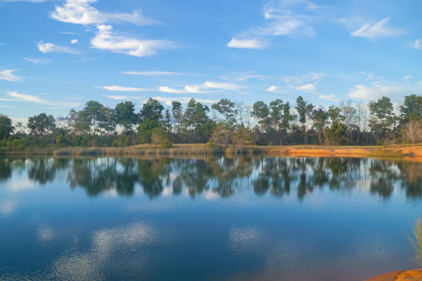 istock The lake is clear blue and there are cloud reflections 2156301400