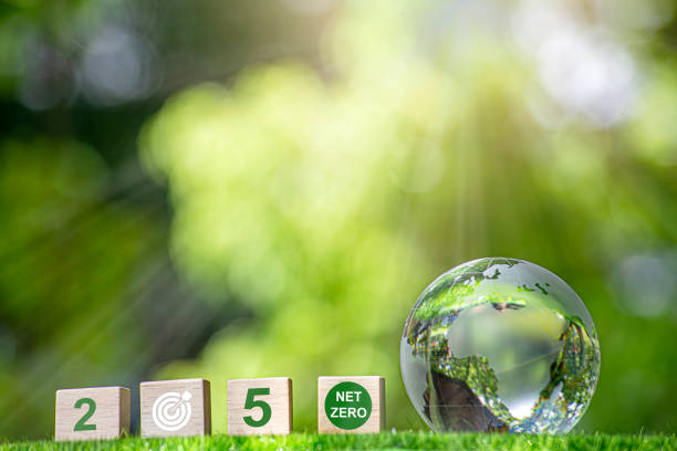 istock Net Zero Emissions by 2050. Carbon neutral.natural environment A climate-neutral long-term strategy greenhouse gas emissions targets. Sustainable environment development goals. 2156301994