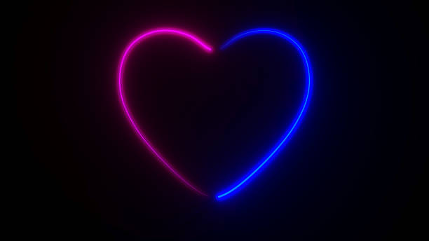 istock neon heart on dark background. 3D illustration 2156303504