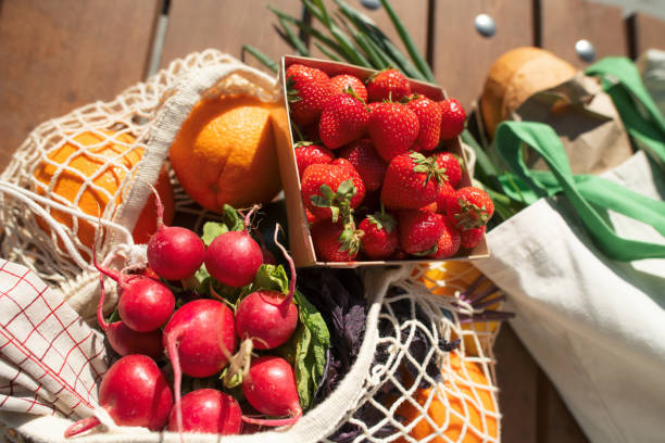 istock Reusable shopping bag with fruit and vegetables 2156304685