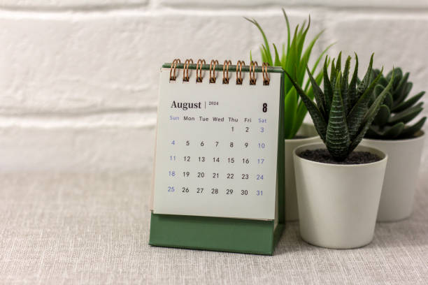 istock Desk calendar for August 2024. Calendar for planning and managing each date. 2156307810