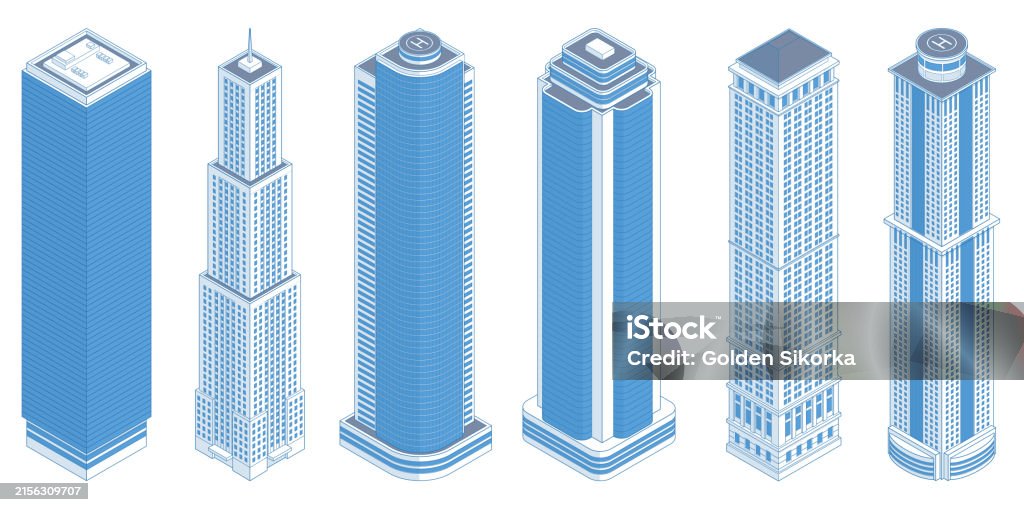 Basic Skyscraper Isometric Modern Skyscraper Outline Modern Buildings On Write ...