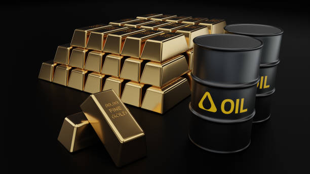 istock Oil barrel and Gold Bars 2156318518