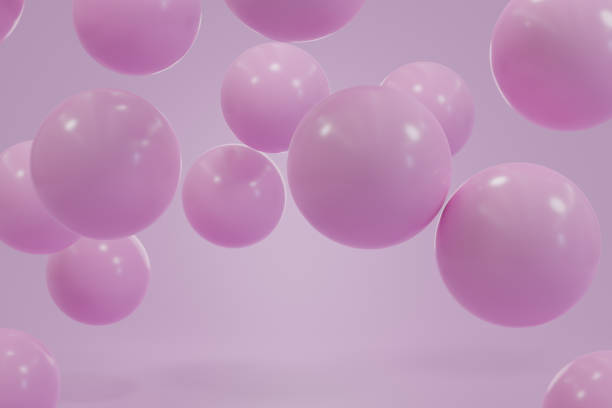 istock 3d illustration with pink sphere falling or bubbles on pink background. 2156321409