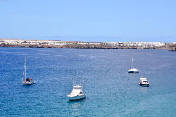Spanish View Landscape in Papagayo Playa Blanca Lanzarote Tropical Volcanic Canary Islands Spain