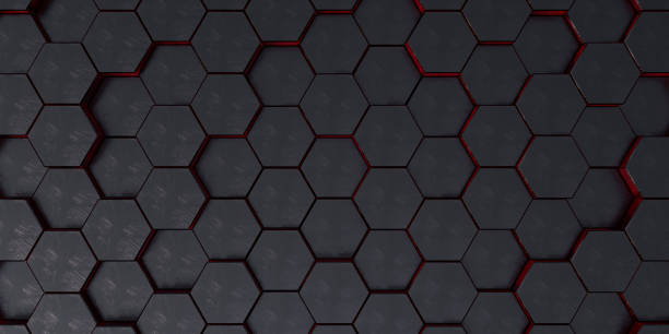istock Black hexagons modern futuristic background 3d render 3d illustration 2156330208