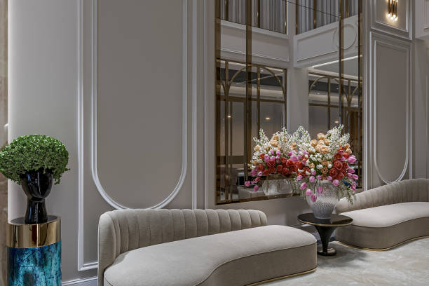 istock interior design for living area or reception with sofa. 2156333678