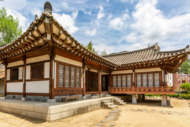 istock Traditional Korean Architectural Style Hanok Housing Landscape 2156336671