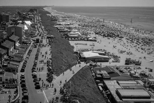 High angle view of a beach by the sea
