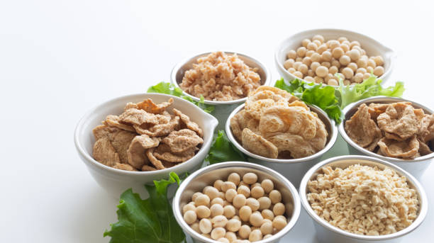 istock Various types of soybean meat. Plant based meat. 2156341299
