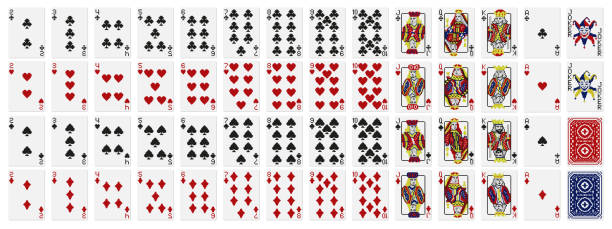 istock Pixel art playing cards. Standard 52 playing cards deck with pixelated clubs, diamonds, hearts and spades. Illustrated face cards Jack, Queen, King and Joker vector set. 2156345729