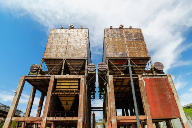 Some giant boilers and other iron & steel facilities in Shougang Park, originally a iron plant in Beijing, China.