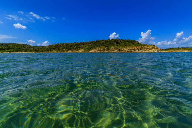 Sandy beaches on the island of Rab Sahara Beach crystal clear water of the Adriatic Sea in Croatia