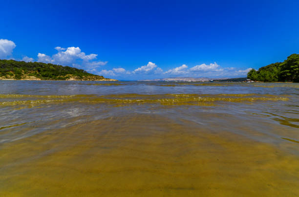Sandy beaches on the island of Rab Sahara Beach crystal clear water of the Adriatic Sea in Croatia