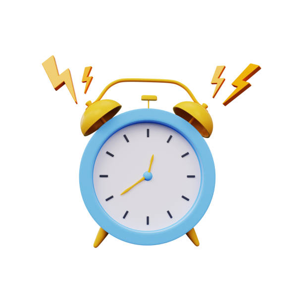 istock 3d blue retro alarm clock, stock photo 2156347823
