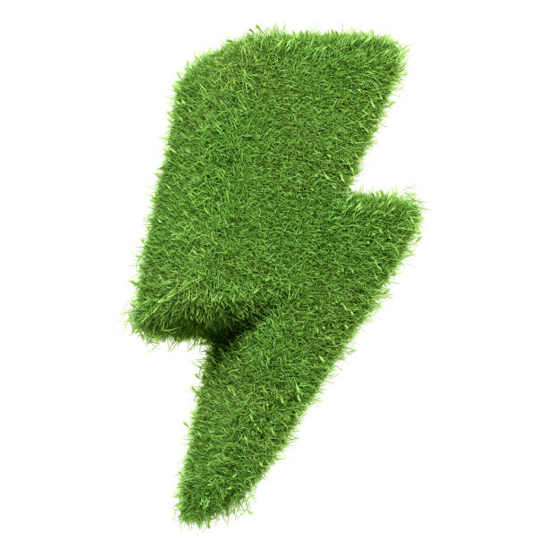 istock A striking lightning bolt symbol created from vibrant green grass, symbolizing energy and natural power, isolated on white background 2156348135