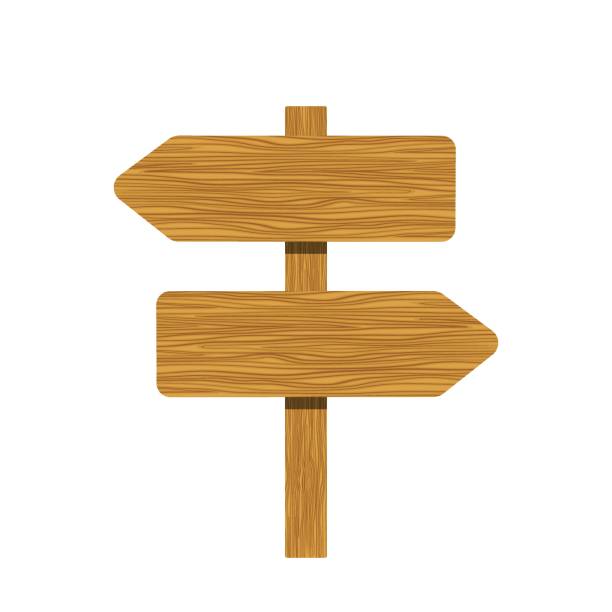 istock A wooden pointer for two directions, a wooden plate for inscriptions on a white background. 2156353661