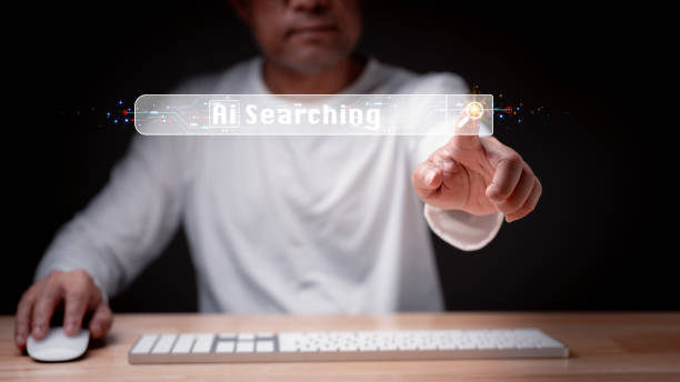 istock AI technology enhances online business by optimizing SEO, enabling users to search and find data on a global scale, displayed on virtual screens for efficient and targeted results. 2156359613