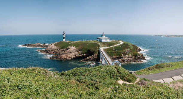 Illa Pancha and its lighthouse in Ribadeo, Galicia, Spain