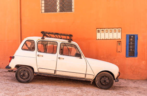 Side view of an vintage Renault 4 in the village of Tamraght, near Agadir in Morocco.