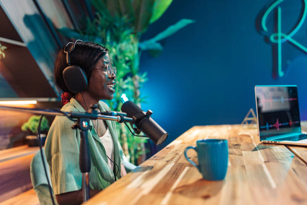istock Woman talking on podcast 2156371414