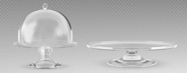 istock Cake glass stand with dome bell cover mockup. 2156375531