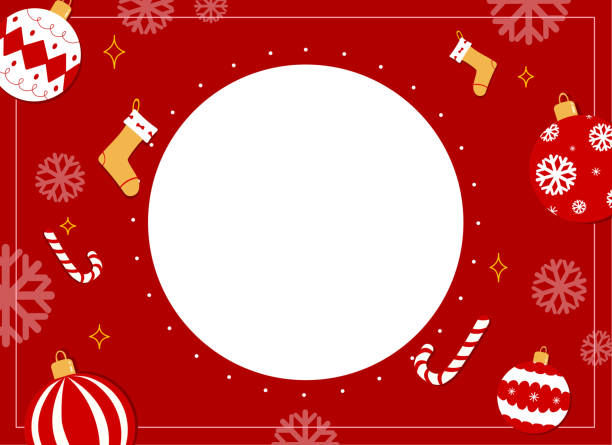 istock Blank Christmas and New Year frame with Christmas decoration in red background 2156382373